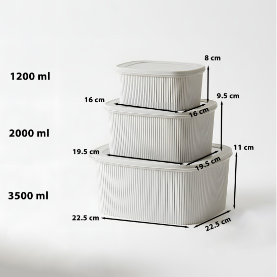 Plastic Tupperware Set - 3 Pieces